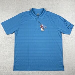 Ahead Polo Shirt Mens XL Blue Striped Casual Vacation Travel Workwear Office Job